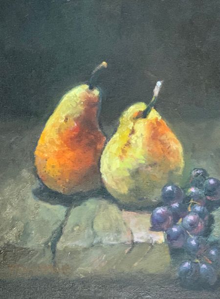 Pears and grapes, #1197, 9x12 in.,$450.jpg