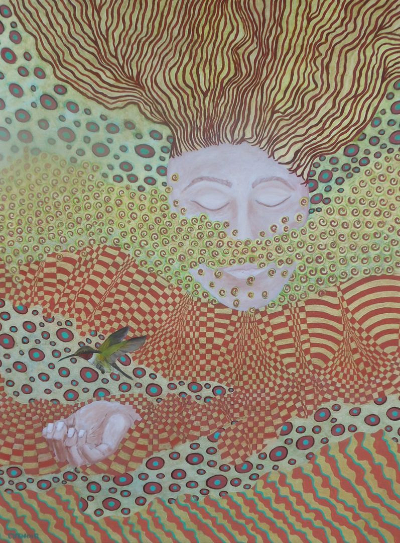 Meditation with Hummingbird, 40x30, acrylic on canvas.jpg