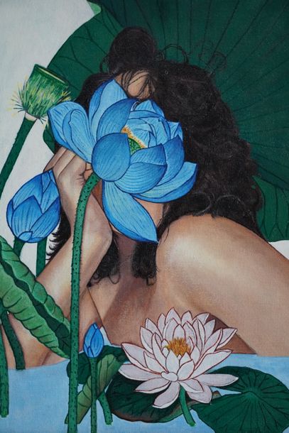 29, Portrait of a Blue Lotus, acrylic on canvas board, 40.64 cm x 50.8, 2021.JPG
