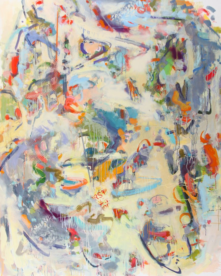 First Scatter, 48%22x60%22_, oil, mixed media, 2018.jpg